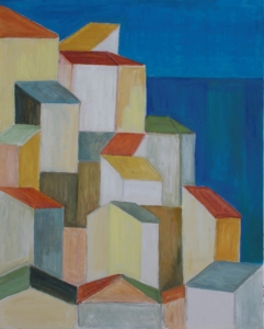 Anneliese Schöfbeck, Stadt am Meer, 2016, AcrylÖl100 x 80 cm auf Leinwand,